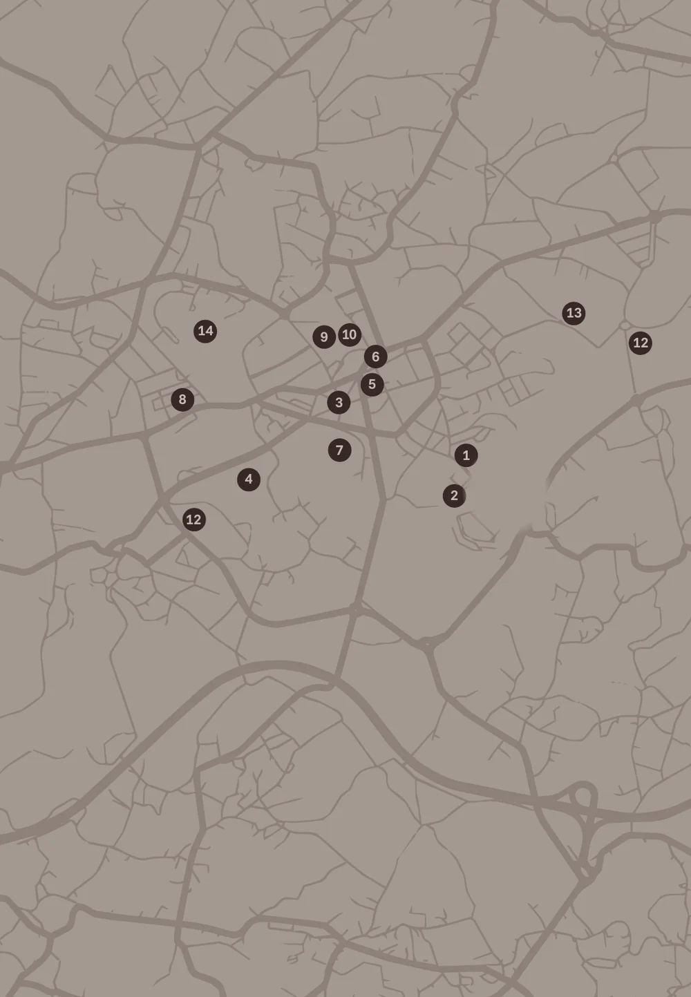 Mapa de Paços de Ferreira com os pontos de interesse assinalados em redor do Blend Collection